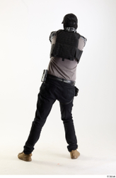 Whole Body Weapons-Pistol Man Pose with pistol White Army Athletic Studio photo references